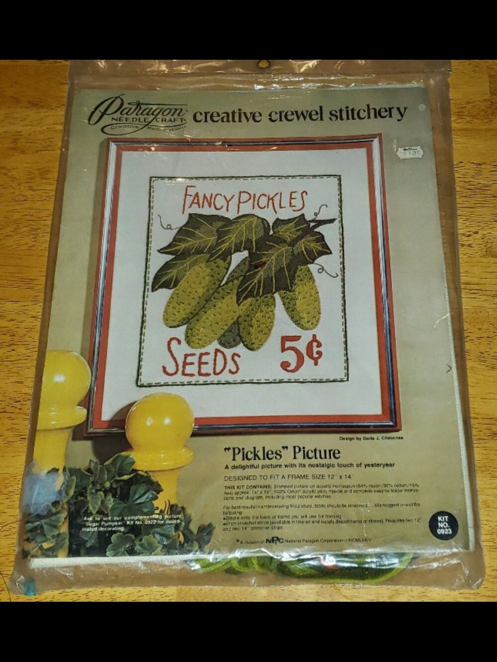 Paragon Needle Craft "Pickles" Picture Crewel Kit